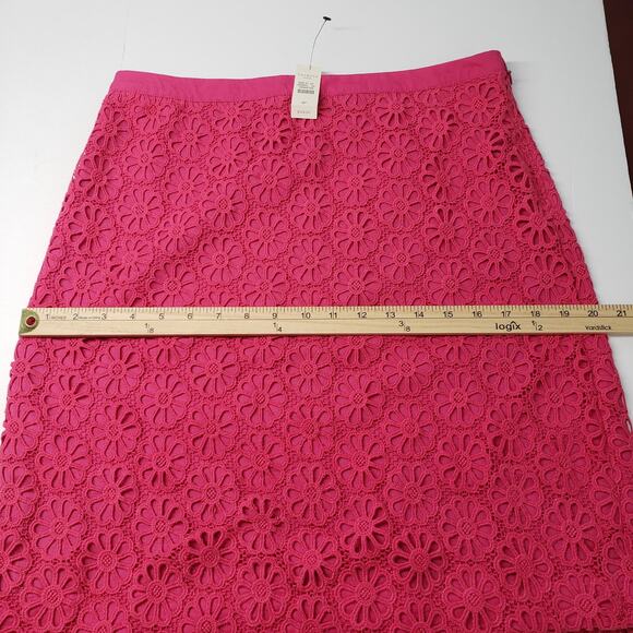 Talbots Skirt Womens 8 Petite Pink Lace Floral Knee Length Spring Preppy Easter - Picture 5 of 10